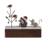 Wooland Robin Tree Block Decoration