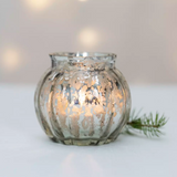 Antique Silver Ribbed Tealight Holder