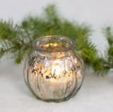 Antique Silver Ribbed Tealight Holder