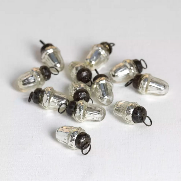 Mini Acorn Decorations - Silver