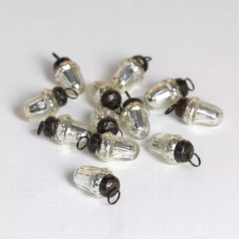 Mini Acorn Decorations - Silver