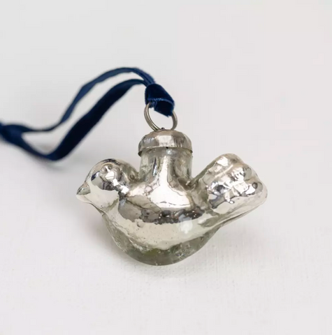 Silver Bird Decoration with Velvet