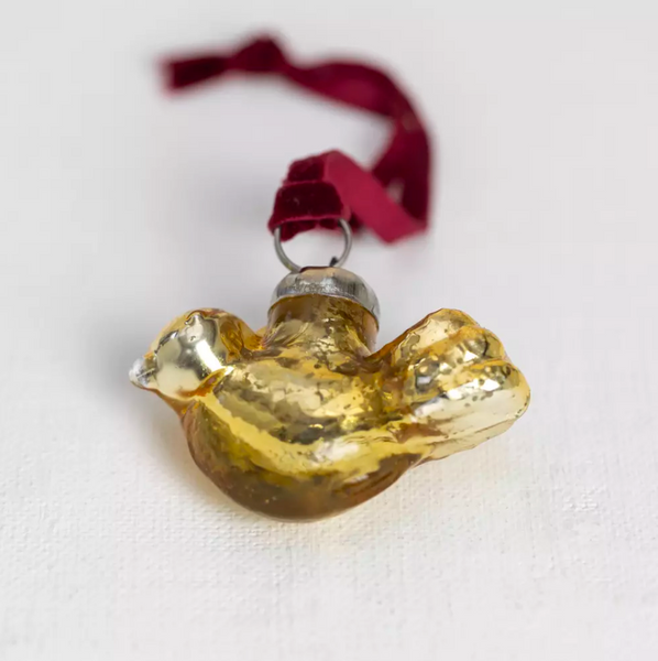 Gold Bird Decoration with Velvet Loop