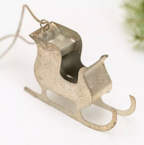 Sleigh Decoration Antique Silver