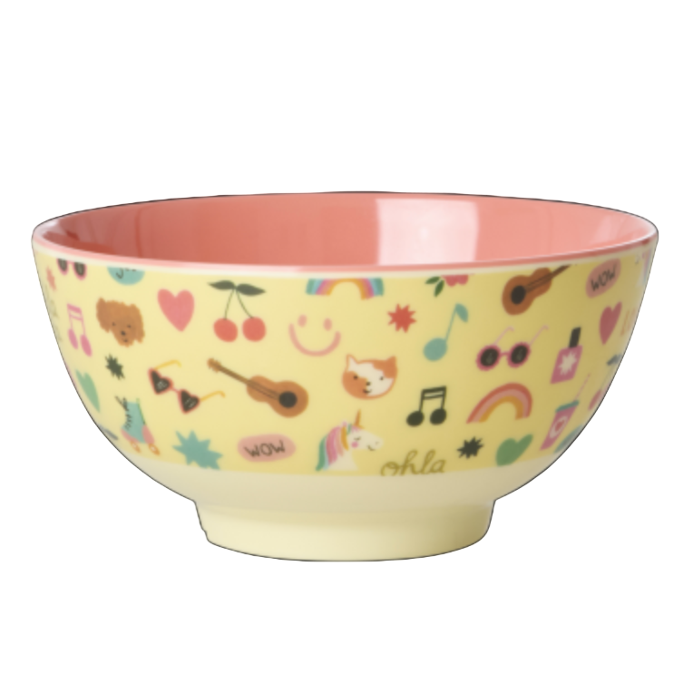 Rice Small Melamine Kids Bowl - Unicorn Love Print