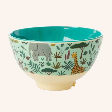 Small Melamine Kids Bowl - Jungle Print Green
