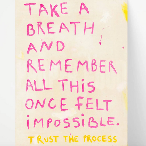 Take A Breath Quote Hand Painted Framed Print
