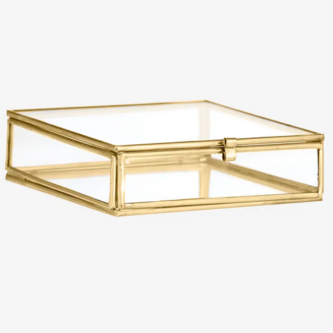 Square Glass Brass Box
