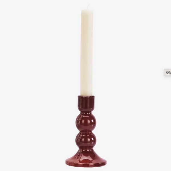Glass Candle Holder - Marroon