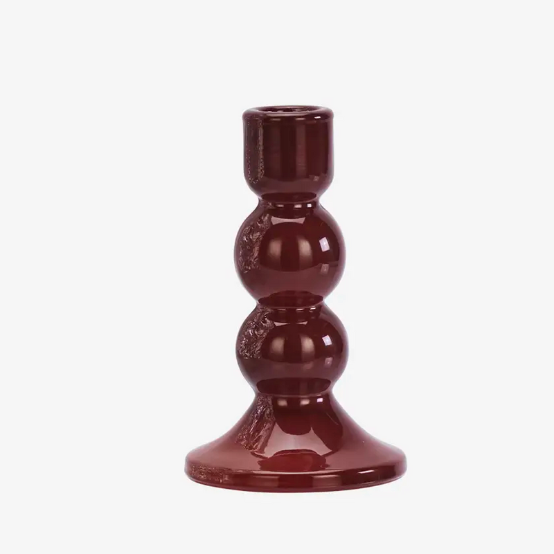 Glass Candle Holder - Marroon