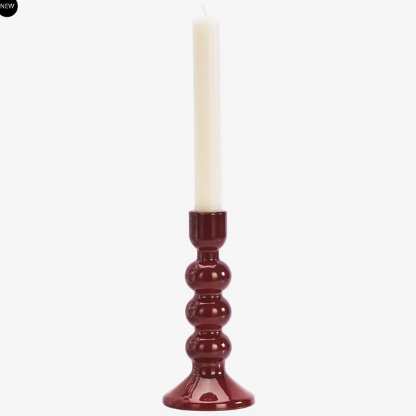Glass Candle Holder - Marroon