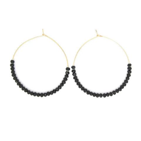 Isles & Stars Glass Bead Hoop Earring - Gold/Black