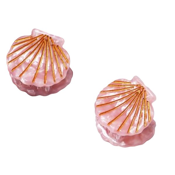Mini Hair Claws Pair Shell - Coral
