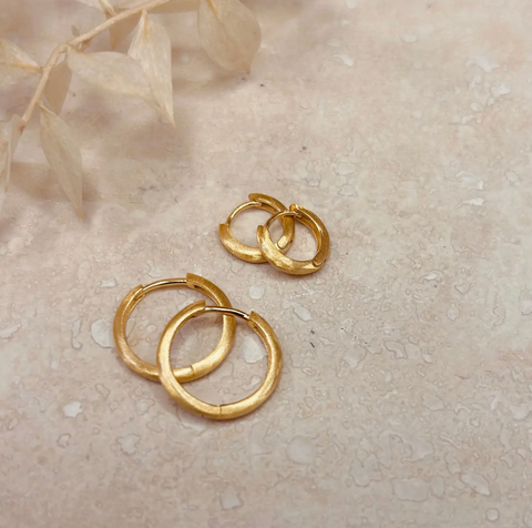 Little Nell Brushed Gold Minimal Hoops