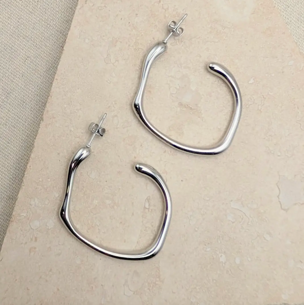Little Nell Everyday Silver Molten Hoops