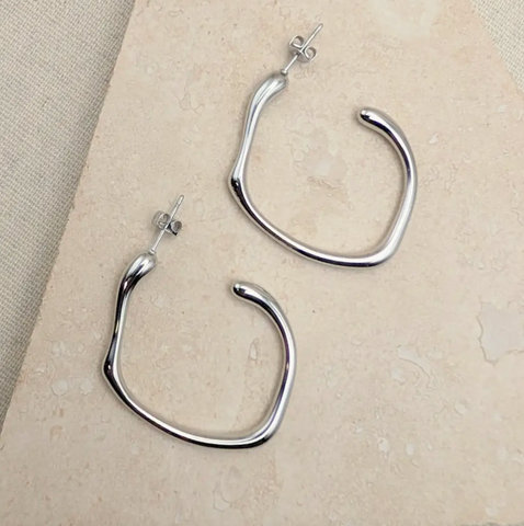 Little Nell Everyday Silver Molten Hoops