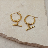 Little Nell Everyday Lightweight Gold Bar Hoops