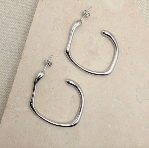 Little Nell Everyday Silver Molten Hoops
