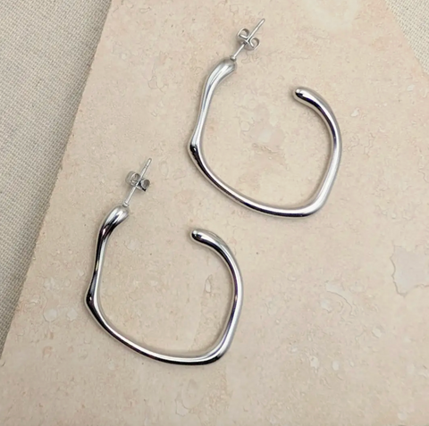 Little Nell Everyday Silver Molten Hoops