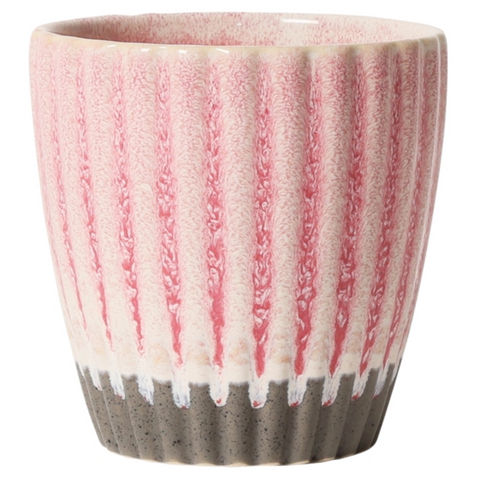 Ribbed Pink Handleless Mug