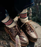 Escuyer 5 Stripes Mens Crew Socks Ecru/ Blue/ Red