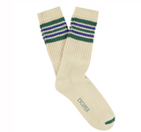 Escuyer 5 Stripes Crew Socks Ecru / Green / Blue