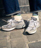 Escuyer 5 Stripes Crew Socks Ecru / Green / Blue