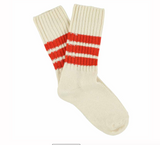 Escuyer Mens Crew Stripes Socks Ecru / Orange
