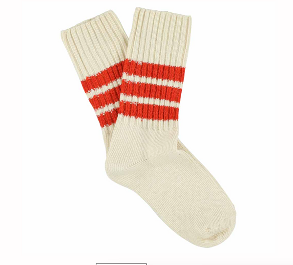 Escuyer Mens Crew Stripes Socks Ecru / Orange