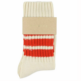 Escuyer Mens Crew Stripes Socks Ecru / Orange