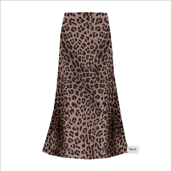 Satin Slip Skirt in Leopard Print
