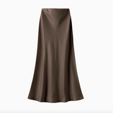 Satin Slip Skirt in Bitter Chocolate