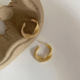 Textured Twist Hoop Earring - Gold
