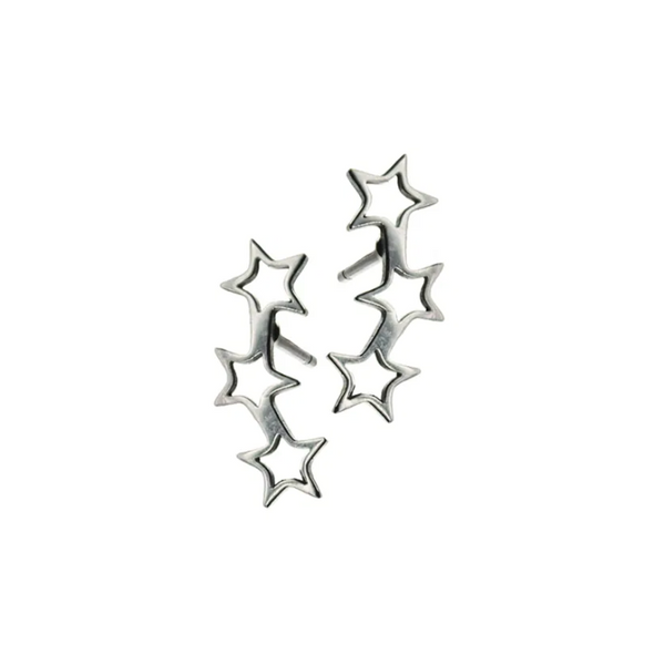 Hot Tomato Trypitch of Micro Stars Earrings - Silver