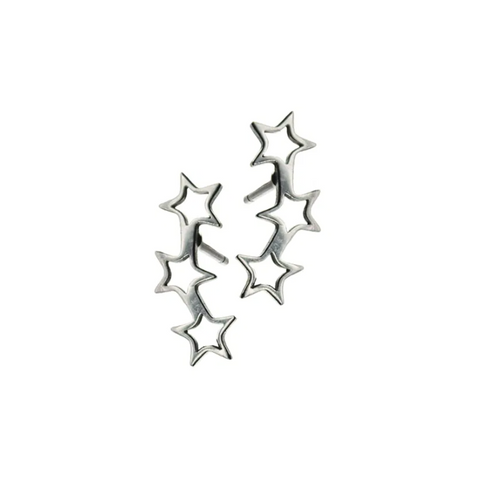 Hot Tomato Trypitch of Micro Stars Earrings - Silver