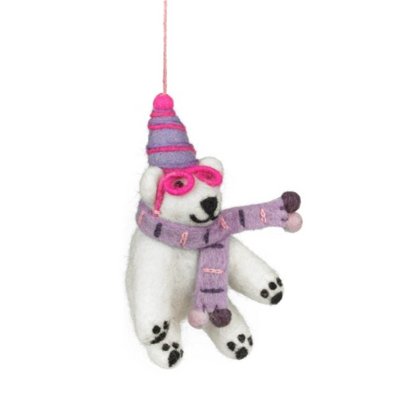 Luna the Artic Polar Bear Felt Hanging Decoration