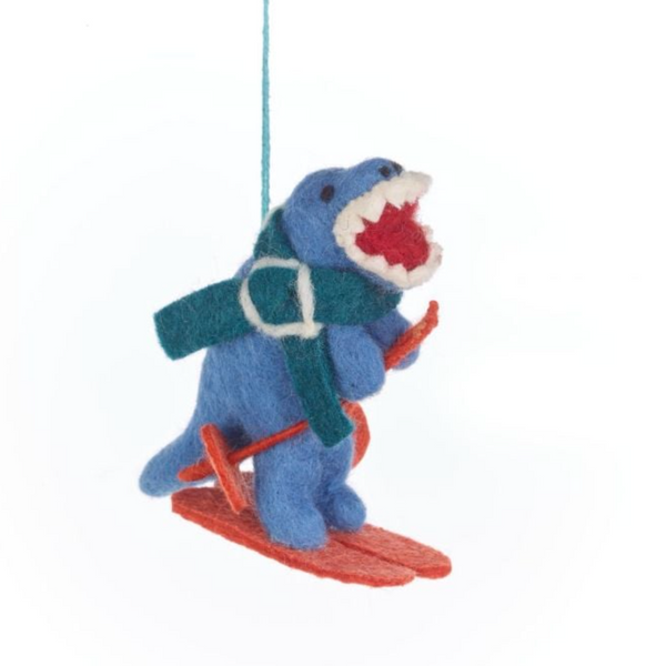 Skiing Dinosaur Felt Hanging Decoration