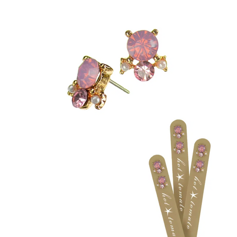 Hot Tomato Crystal Studs - Amethyst and Candy