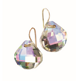 Hot Tomato Facetted Fan Drop Earrings - Iridescent Pewter