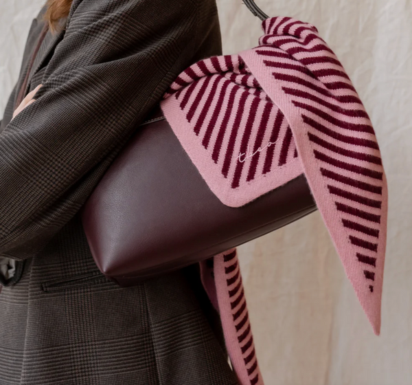 TBCo Merino Wool Triangle Scarf - Pink Stripe