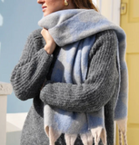 Blue and White Leopard Print Winter Scarf