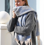 Blue and White Leopard Print Winter Scarf