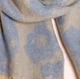 Blue and White Leopard Print Winter Scarf