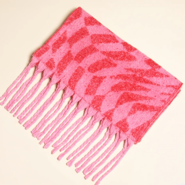 Lisa Angel Pink and Red Checkered Scarf