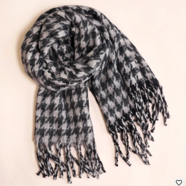 Lisa Angel Black and White Checkered Scarf