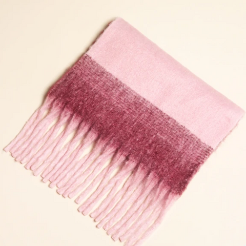 Lisa Angel Burgundy and Pink Striped Winter Scarf