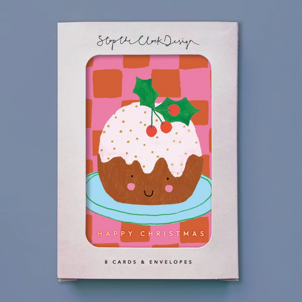 Set of 8 Christmas Cards - Christmas Puds