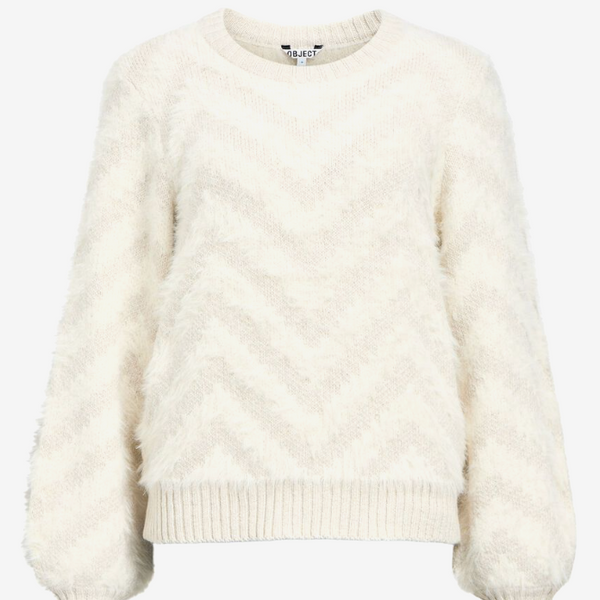 Object Knitted Pullover - White Sand