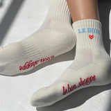 Le Bon Shoppe Embroidered Crew Socks - Vanilla 2