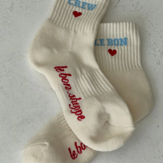 Le Bon Shoppe Embroidered Crew Socks - Vanilla 1